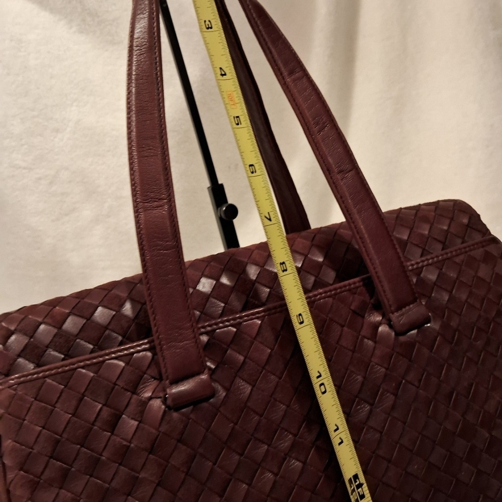 Bally Burgundy Woven Leather Satchel - Picture 9 of 11